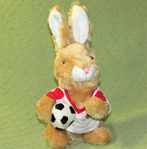 Dan Dee 14&quot; Soccer Bunny Plush Rabbit Stuffed Animal Sports Tan White T Shirt - £7.54 GBP