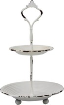 Stonebriar Small 2 Tier Worn White Metal Tray, Rustic Farmhouse Decor,, 9.25&quot; - £33.93 GBP