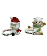 Vintage Lenox Candles Christmas Candle Huggers Snowbird &amp; Raccoon Taiwan... - $260.92 MXN