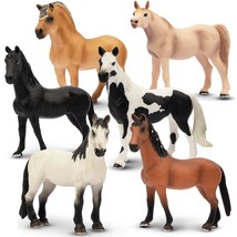 6Pcs 5&quot; Realistic Plastic Large Horse Figurines Set, Detailed Textures F... - $48.99