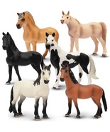 6Pcs 5&quot; Realistic Plastic Large Horse Figurines Set, Detailed Textures F... - £39.39 GBP