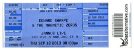 Edware Sharpe Magnetic Zeroes Ticket Stub September 12 2013 St. Petersburg FL - £27.92 GBP