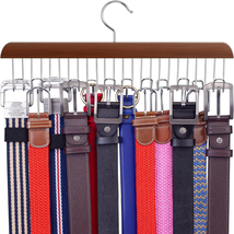Belt Hanger (Wooden, Cherry Maple, 12 Hooks), Closet Organizer for Ties, - £11.06 GBP