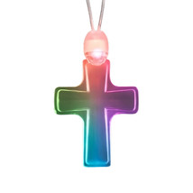 Expression of Faith Acrylic Cross Pendant Necklace with Multicolor LEDs - £18.91 GBP