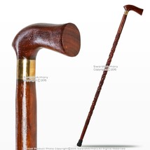 37&quot; Hand Craved Art Deco Sheesham Wooden Walking Cane w/ 5&quot; Handle / Bra... - $18.79