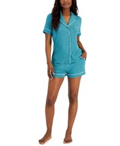 Alfani Womens Notch Collar &amp; Shorts Pajama Set Size Large Color Green - £37.27 GBP