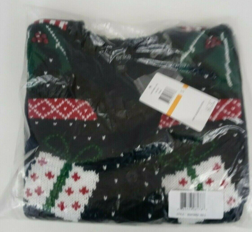 New Erika Women&#39;s Black Christmas Sweater With Presents Design 3/4 Sleev... - $14.84
