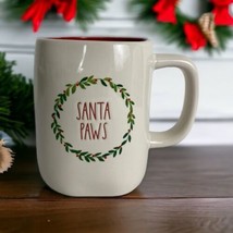 Rae Dunn SANTA PAWS Mug Pet Dog Cat Mom Santa Claus Red Green Wreath NEW - $22.34