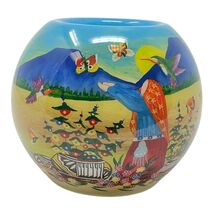 Lawrence Vargas Butterfly Storyteller Reverse Painted Tea Light Candleho... - $34.98