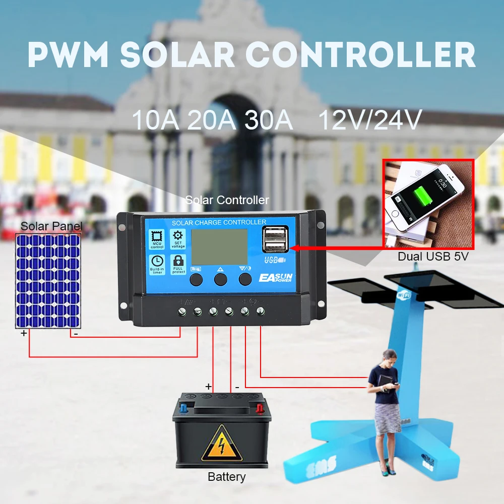 House Home Auto PWM Controllers Solar Charge Controller 12V 24V 60A/50A/40A/30A/ - £21.33 GBP