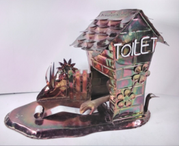 Vintage Copper Colored Metal Toilet Out House Music Box Those Were The Days Tune - £9.09 GBP