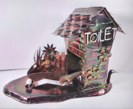 Vintage Copper Colored Metal Toilet Out House Music Box Those Were The Days Tune - £9.27 GBP