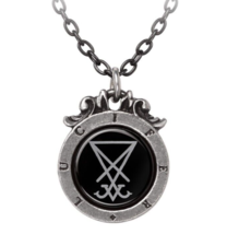 Alchemy Gothic Seal of Lucifer Pendant Black Circle Symbols Necklace P930 Satan - £17.22 GBP