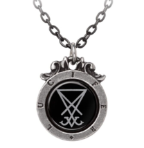 Alchemy Gothic Seal of Lucifer Pendant Black Circle Symbols Necklace P930 Satan - £16.51 GBP