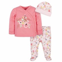 Gerber Organic &quot;Love&quot; Floral Baby Girl Layette Set Size 3-6 Months Peach... - $19.79