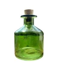 Small Green Colored Round Glass Vase Diffuser with Cork H = 5 Inch - $12.97