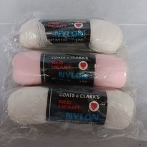Coats & Clark Red Heart Nylon Yarn 1 oz 3 Skeins White-2 Pink-1 - £11.95 GBP