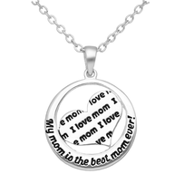 &quot;I love mom My mom is the best mom ever&quot; Pendant 925 Sterling Silver Necklace - £24.68 GBP