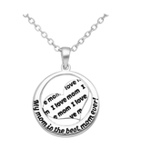 &quot;I love mom My mom is the best mom ever&quot; Pendant 925 Sterling Silver Nec... - $587.14 MXN