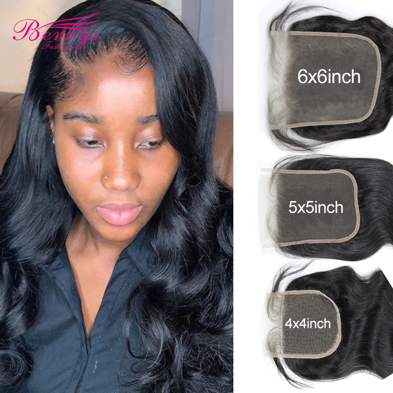 6x6 HD Lace Closure Human Hair With Baby Hair Brazilian Body Wave Virgin Human - £105.46 GBP+