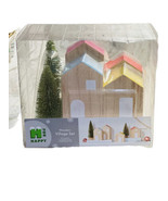 H for Happy 6 pc Wooden Village Holiday Christmas Set New - $941.43 MXN