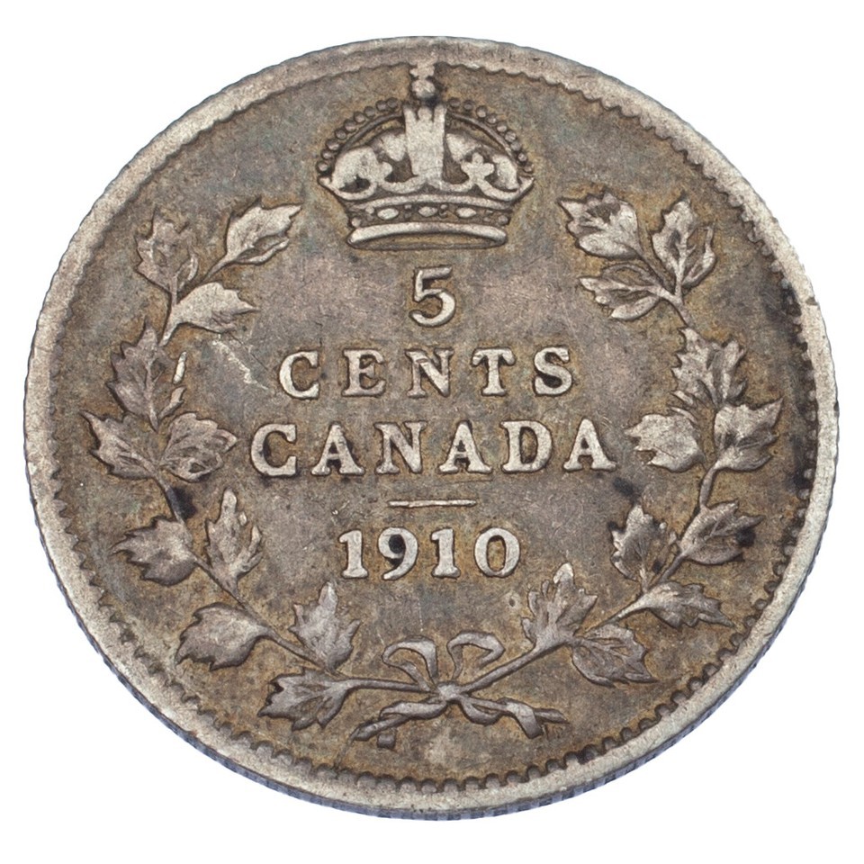 1910 Canada 5 Cents In Very Fine, KM # 13 Item image 4