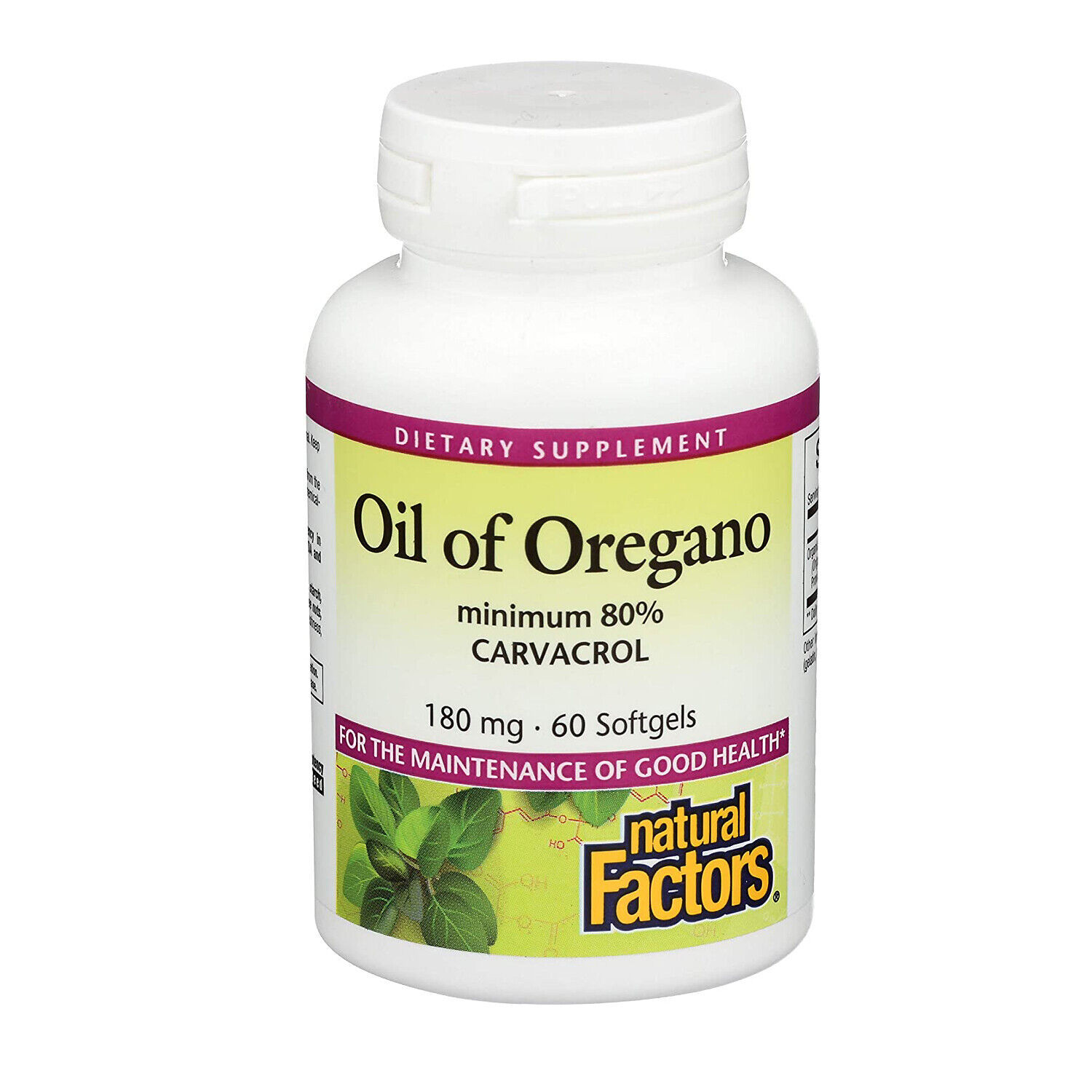 Natural Factors Oil of Oregano Minimum 80% Carvacrol 180mg, 60 Softgels - $18.29