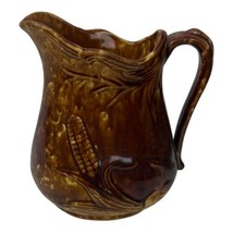 Antique Bennington Rockingham Brown Glaze Stoneware Ear Corn Pitcher Water Jug - £36.68 GBP