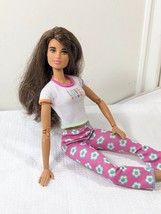 Barbie Fashionistas doll articulated doll brown hair brunette Love flower pants - £20.29 GBP