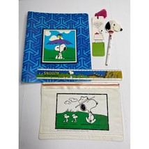Vintage Peanuts Snoopy School Supplies 5 Pc Set Binder Pencil Pouch Topper Ruler - £39.95 GBP
