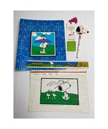 Vintage Peanuts Snoopy School Supplies 5 Pc Set Binder Pencil Pouch Topp... - £39.50 GBP