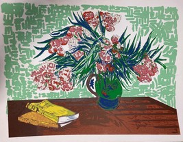 Vincent Van Gogh Rosa Flores Placa Firmado Litografía Flores Arte - £71.52 GBP