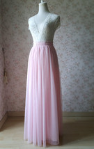 LIGHT PINK Full Length Tulle Skirt Women Plus Size Tulle Skirt for Wedding image 3
