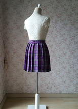 Purple Plaid Skirt Outfit Women Girl Pleated Mini Plaid Skirt US0-US16 image 3