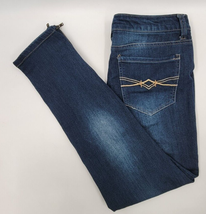 Womens Mudd Skinny Fit Blue Jeans Size 11 Distressed 30&quot;X26&quot; Zippered Ankles - £15.15 GBP