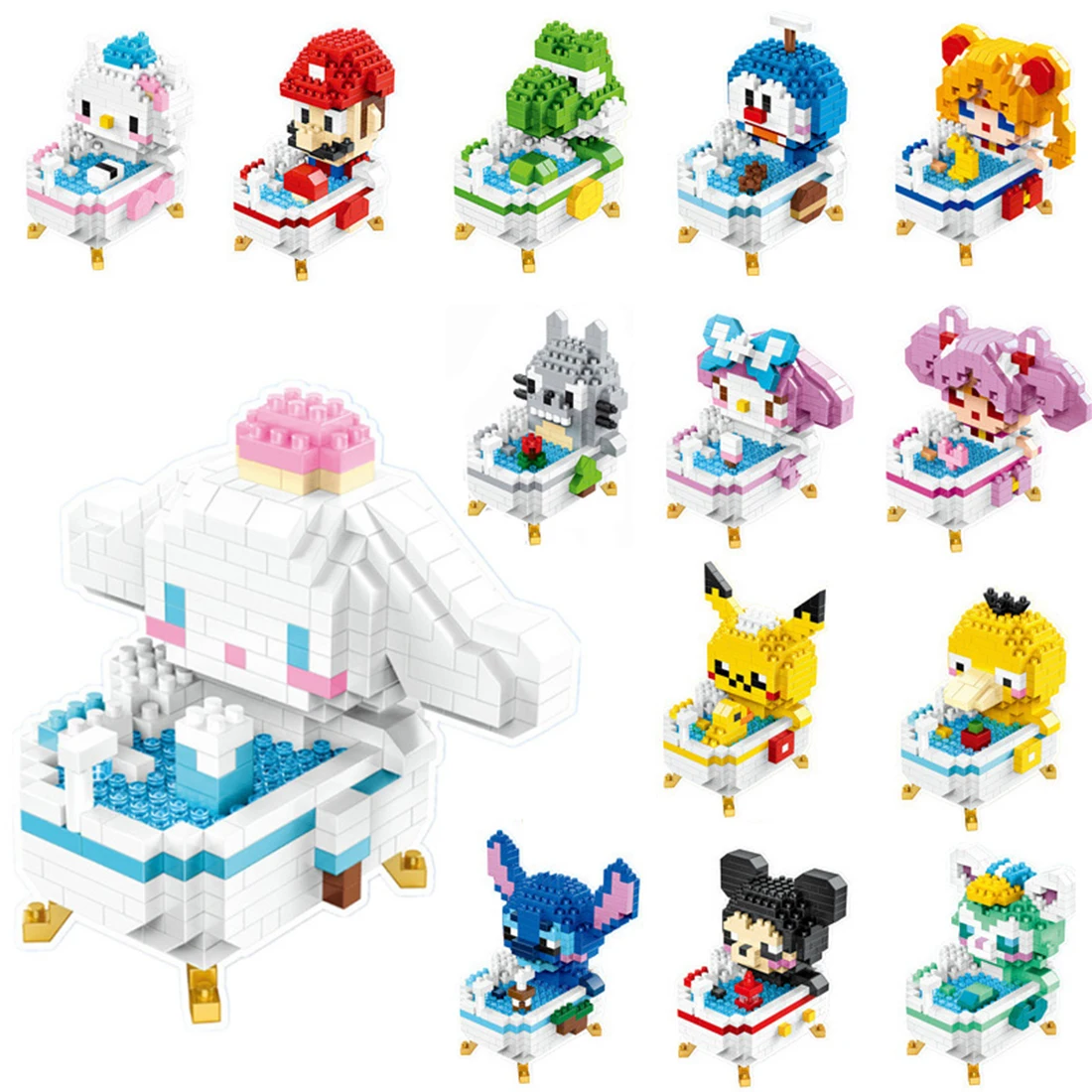 Newest 20Style Cartoon Bath Nano Building Blocks Diy Assembled Angel Stitch - £12.39 GBP