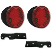 60-66 Chevy Stepside Truck LED Tail Light Red Lens Black Assembly &amp; Brackets Set - £88.06 GBP