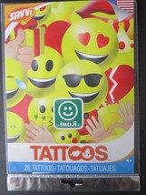 Emoji By Savvi 26 Temporary Tattoos Yellow Fun Faces Packaged Made In US... - £3.94 GBP