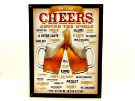 &quot;Cheers Around The World&quot;, 12.5 x 16 Metal Poster, Bar/Man Cave Decor, #S-3 - £7.51 GBP