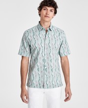 Alfani Men&#39;s Nightfall Regular-Fit Geo-Print Button-Down Shirt Green Mul... - $17.99