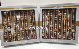 x2 Radko Shiny Brite Glass Garland 7ft/14ft Set Pumpkin Orange Gold Silver Fall - £73.58 GBP