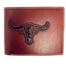 Western Genuine Leather Longhorn Plain Mens Bifold Short Wallet in 2 Color - £18.87 GBP