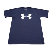 Under Armour Shirt Boys L Blue Short Sleeve Crew Neck Logo Polyester Cas... - $18.69