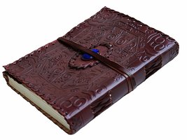 8&quot; Leather Journal with string closure &amp; stone Writing Pad Blank Noteboo... - £29.89 GBP