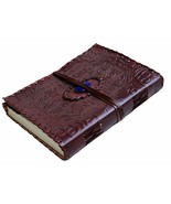 8&quot; Leather Journal with string closure &amp; stone Writing Pad Blank Noteboo... - $52.41 CAD
