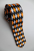 Orange Black White Diamond striped 5cm Necktie - $19.99