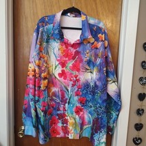 Coofandy Shirt Men&#39;s XXXL 3XL Colorful Floral  LS Button 55% Cotton 45% Linen - $36.78