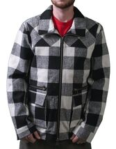 KR3W Thick Birmingham Bianco e Nero Plaid Checker Giacca Zip Cappotto 2X... - $55.03