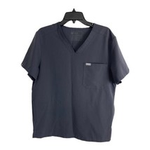 Figs Women Scrub Shirt Adult Size Medium Gray Pocket V Neck Short Sleeve Medical - £15.90 GBP