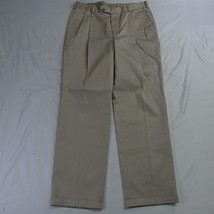 Jos A Bank 36 x 33 Khaki Traveler Pleated Cuffed Tailored Fit Mens Dress Pants - $24.99